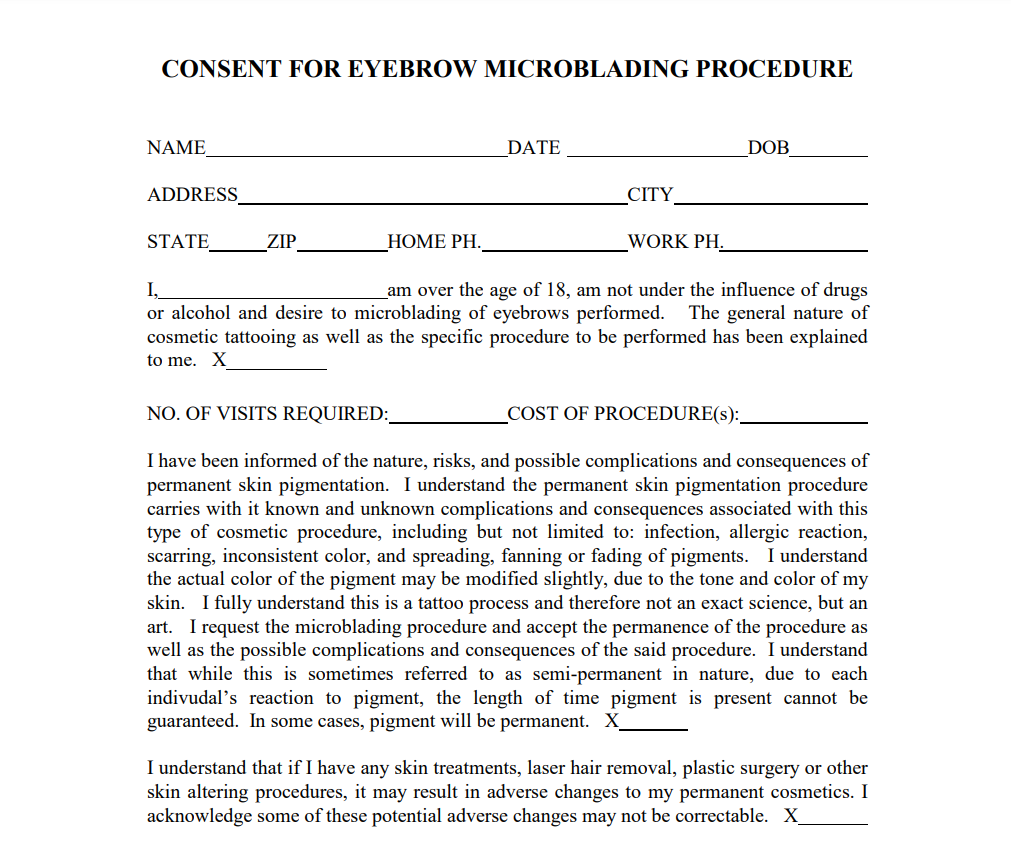 Microblading Consent Form