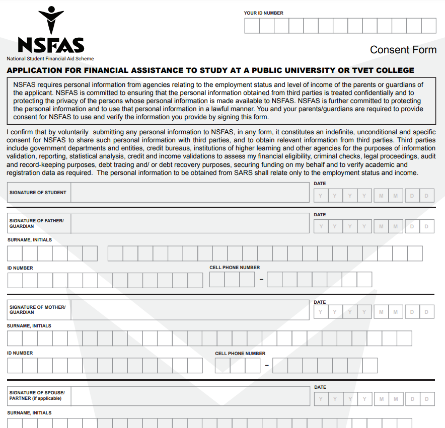 Consent Form Nsfas 2022 Pdf Download 2023 Consent 7089