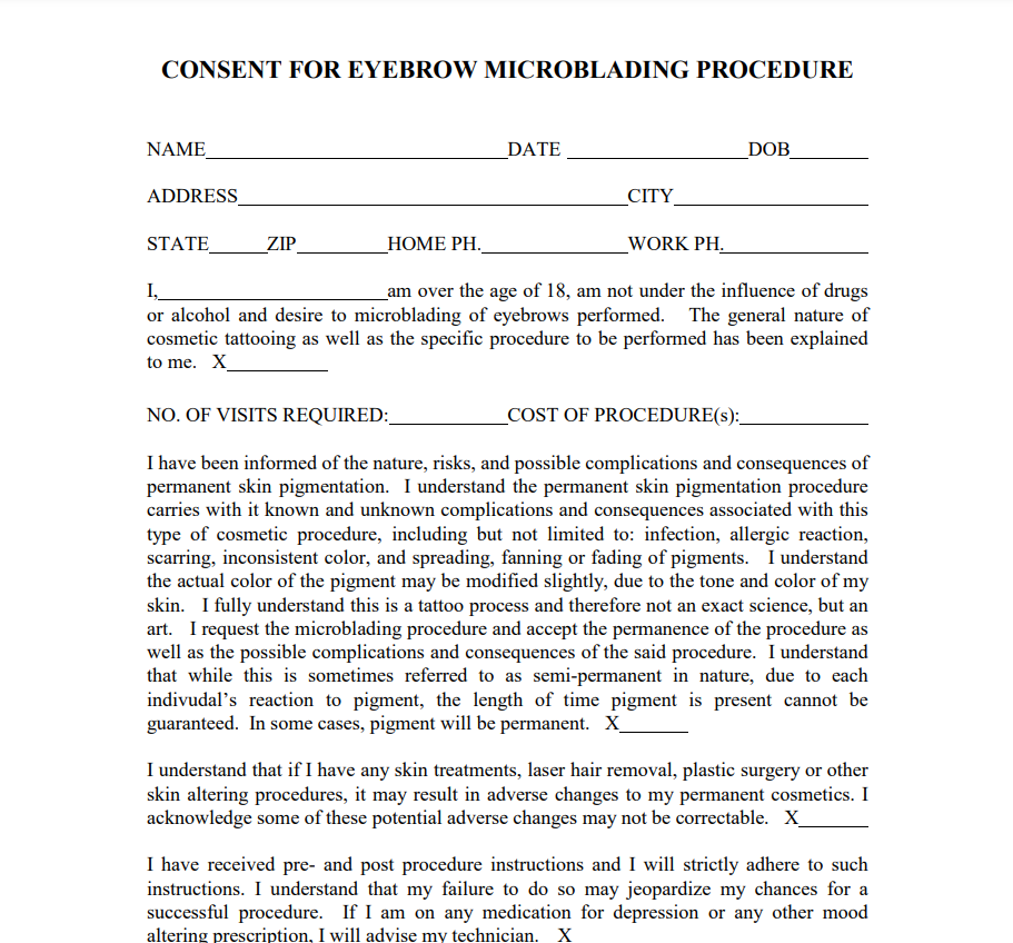Microblading Consent Form PDF